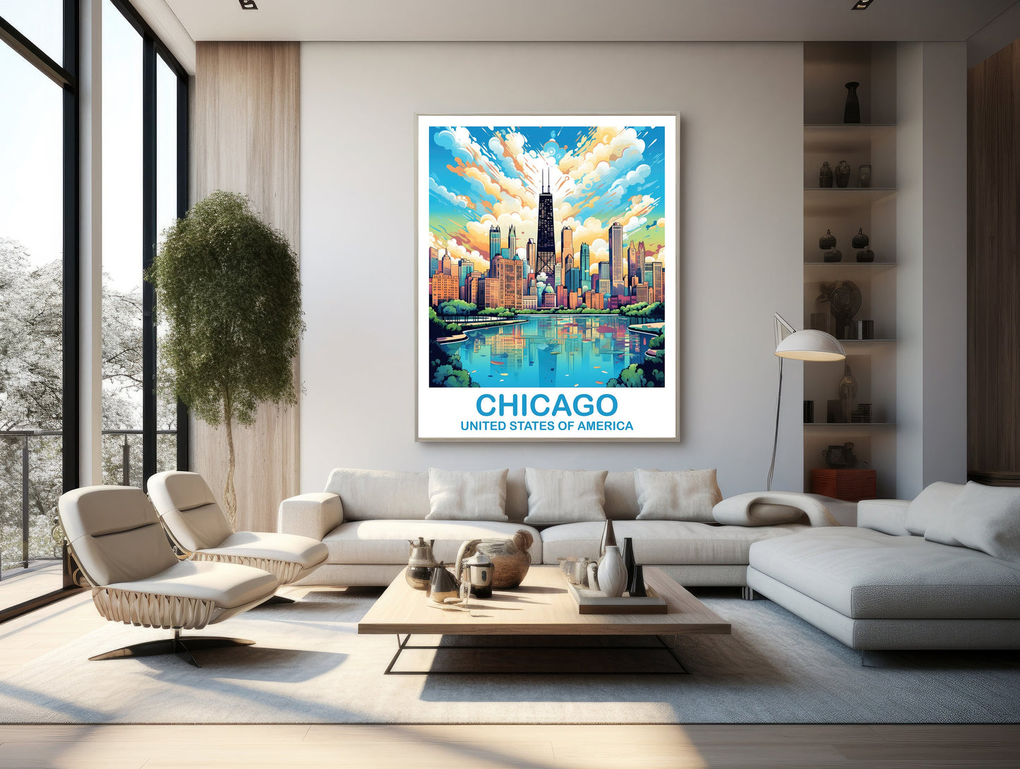 Chicago Travel Wall Art, Illinois Travel Wall Art, City Skyline Wall Art, USA Travel Art, Chicago Travel Poster, Travel Art | T2NA_ILCH1