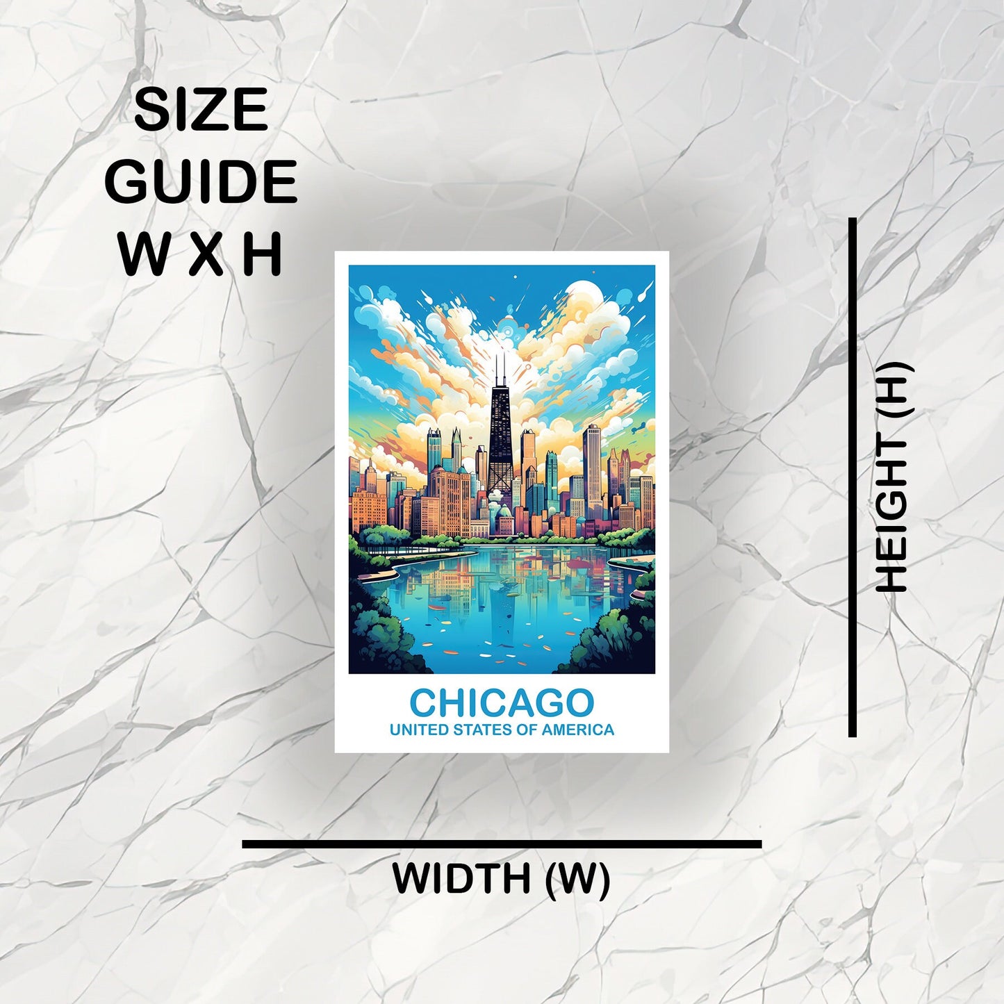 Chicago Travel Sticker Art, Illinois Travel Sticker, City Skyline Sticker, USA Travel Sticker, Chicago Art, Travel Sticker | T2NA_ILCH1_S