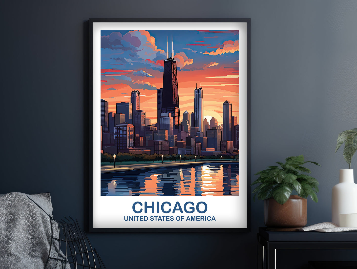 Chicago Travel Wall Art, Illinois Travel Wall Art, City Skyline Wall Art, USA Travel Art, Chicago Travel Poster, Travel Art | T2NA_ILCH2