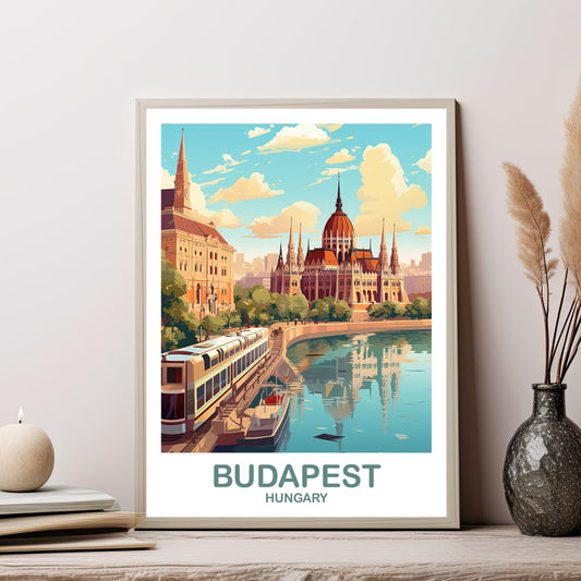 Budapest Travel Wall Art, Hungary Travel Art, Budapest Wall Art Poster, Hungary Travel Art Poster, City Skyline Sunset Wall Art | T2EU_HUBU1