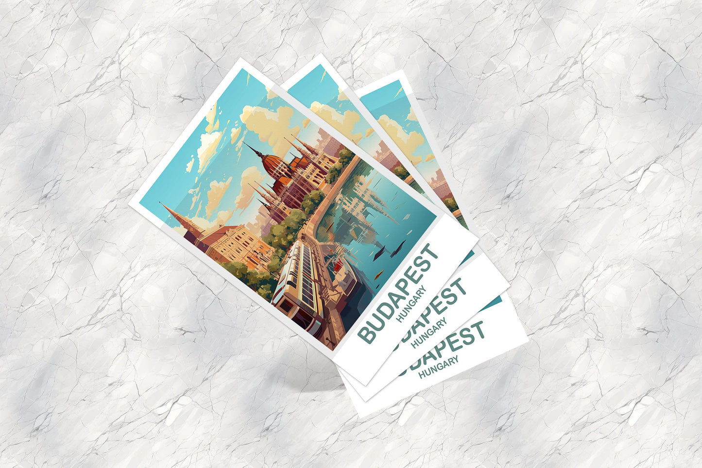 Budapest Travel Postcard Art, Hungary Travel Postcard, Budapest Postcar, City Skyline Sunset Postcard, Travel Postcard | T2EU_HUBU1_P