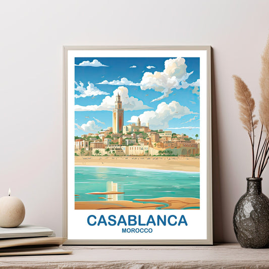 Casablanca Travel Wall Art, Morocco Skyline, City Skyline Wall Art, Travel Wall Art, Africa Travel Art Casablanca Morocco Art | T2AF_MOCA1
