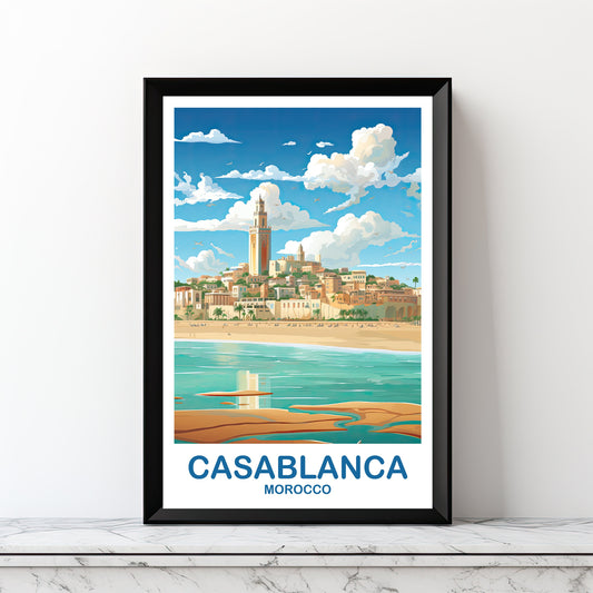 Casablanca Travel Wall Art, Morocco Skyline, City Skyline Art, Travel Wall Art, Africa Travel Art, Printable Casablanca Art | DT2AF_MOCA1