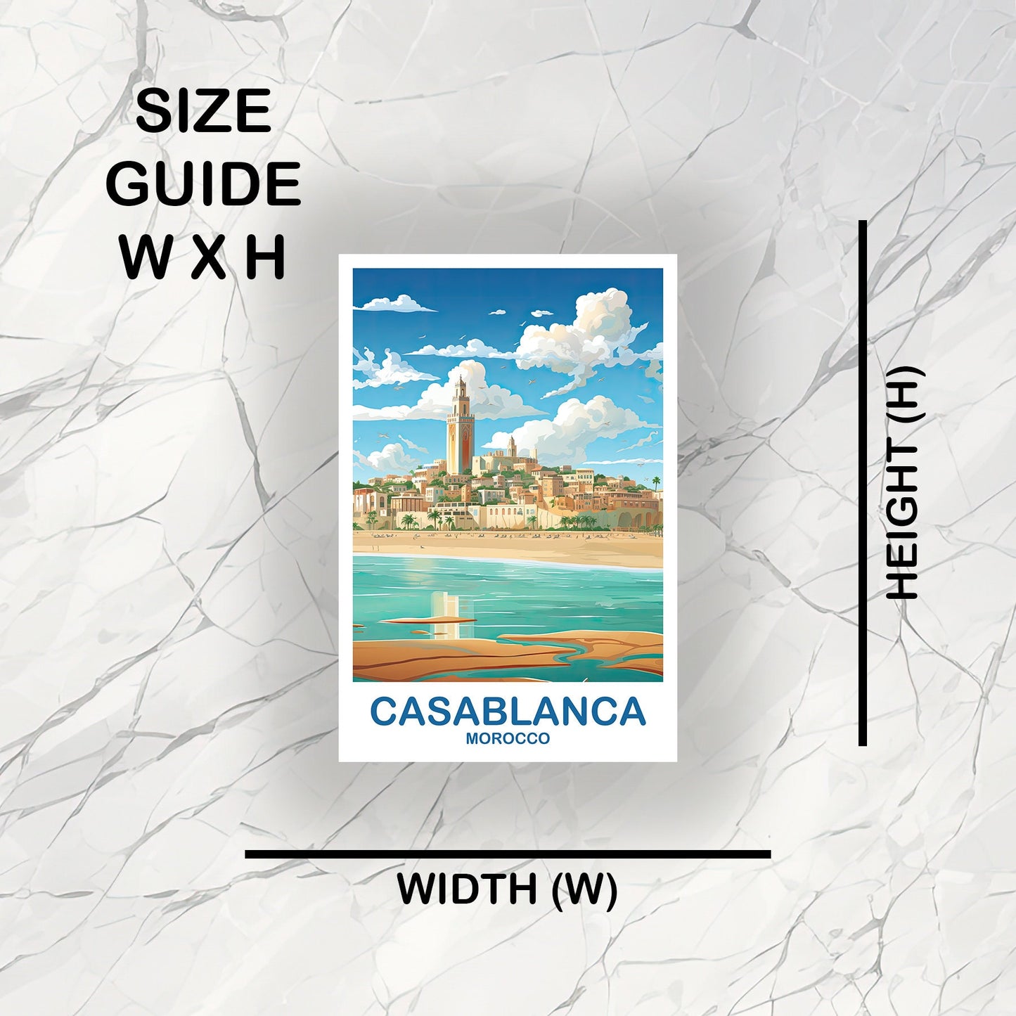 Casablanca Travel Sticker Art, Morocco Sticker, City Skyline Wall Art, Travel Sticker Art, Africa Travel Art Casablanca Art | T2AF_MOCA1_S