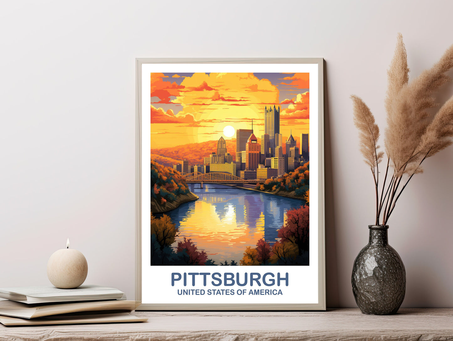 Pittsburgh Digital Travel Art,  Printable Pittsburgh Wall Art, Pennsylvania Wall Art, Pittsburgh Pennsylvania, Travel Wall Art | DT2NA_PEPI1