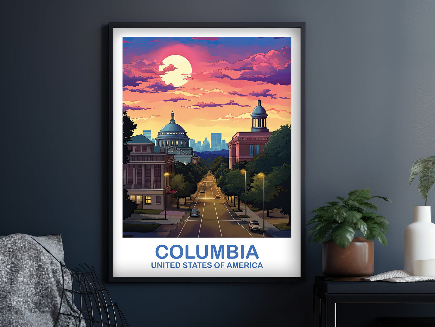 Columbia Travel Art Poster, Columbia Wall Art, South Carolina Wall Art, Columbia South Carolina Poster, Travel Wall Art | T2NA_SAC01