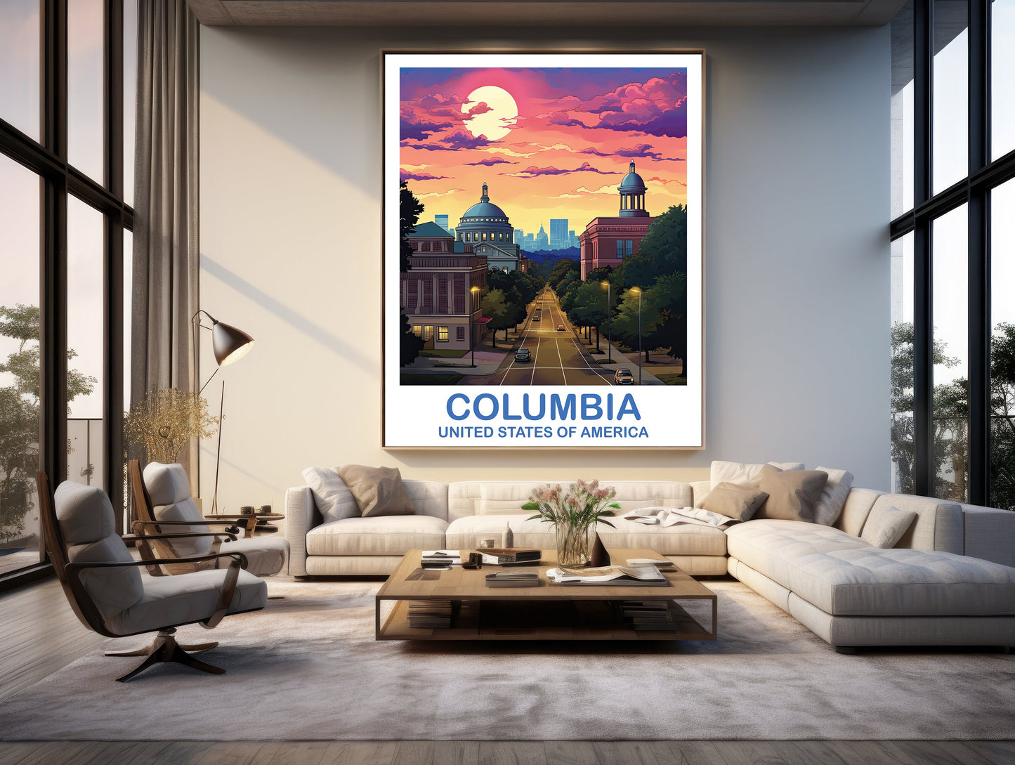 Columbia Travel Art Poster, Columbia Wall Art, South Carolina Wall Art, Printable Columbia Poster, Digital Travel Wall Art | DT2NA_SAC01