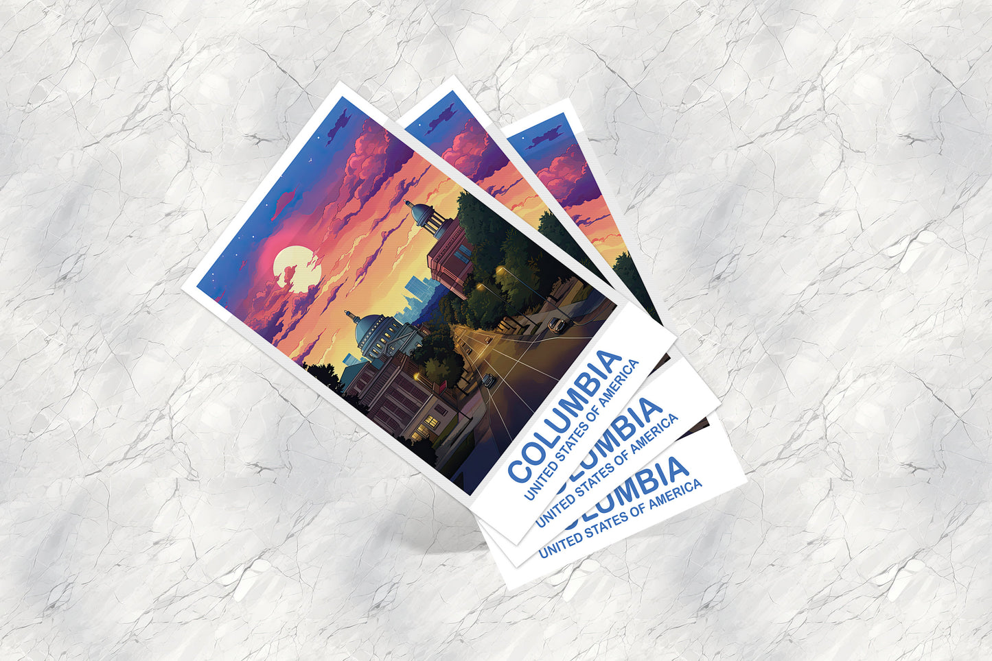 Columbia Travel Postcard Art, Columbia Postcard, South Carolina Postcard, Columbia South Carolina Postcard, Travel Postcard | T2NA_SAC01_P
