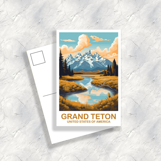 Grand Teton Travel Postcard, Wyoming Travel Postcard, National Park Postcard, Grand Teton National Park Travel Postcard | T2NA_WYGT1_P