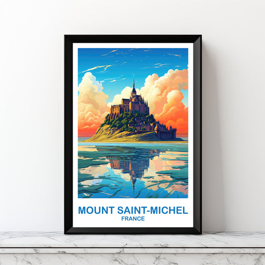 Mont Saint-Michel Travel Poster, Printable France Poster, Digital Mont Saint-Michel France Wall Art, Printable Travel Poster | DT2EU_FRMSM1