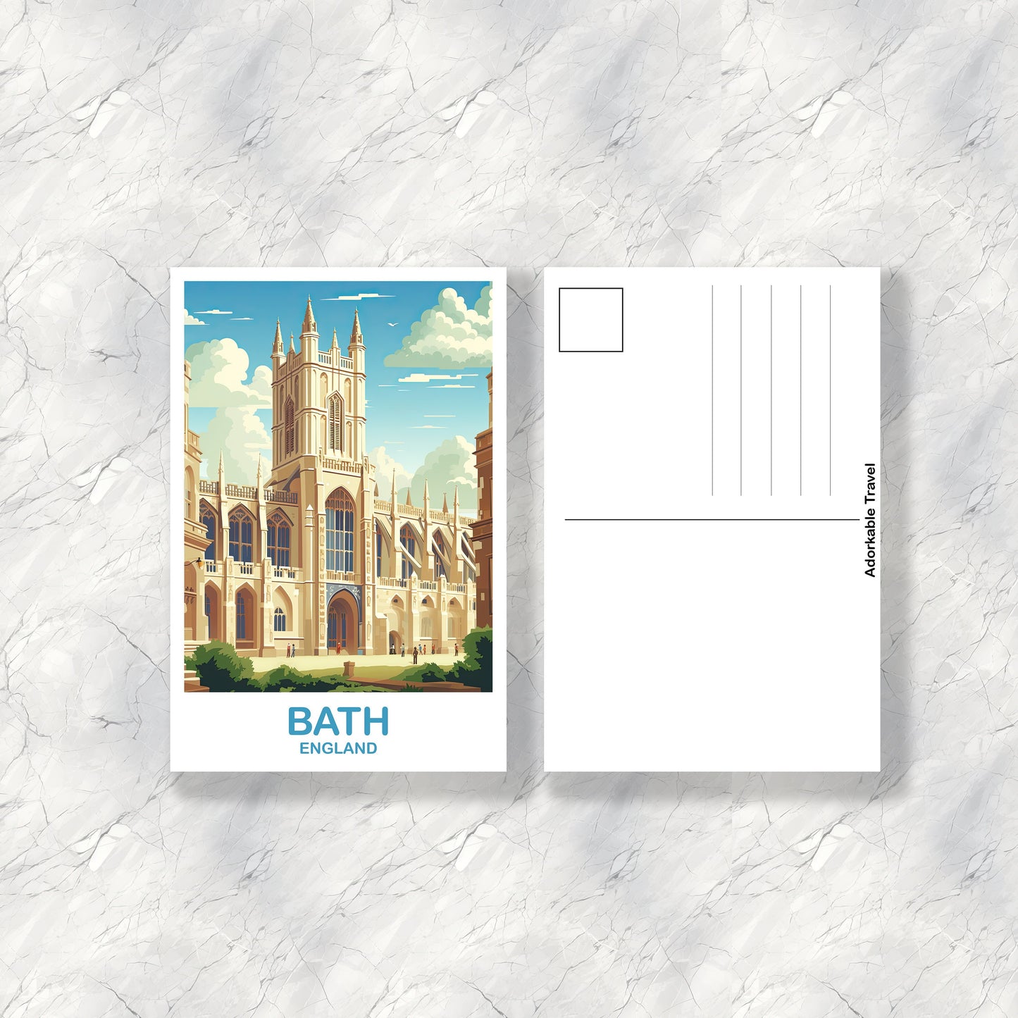 Bath England Travel Postcard Art, Bath Travel Art, Bath Postcard, England Travel Postcard Art, Travel Postcard | T2EU_ENBA1_P