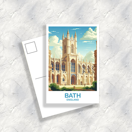 Bath England Travel Postcard Art, Bath Travel Art, Bath Postcard, England Travel Postcard Art, Travel Postcard | T2EU_ENBA1_P