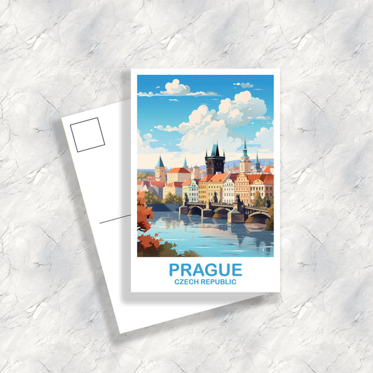 Prague Travel Postcard Art, Prague Postcard, Prague Czech Republic Postcard, Czech Republic Art, Travel Postcard | T2EU_CRPR1_P