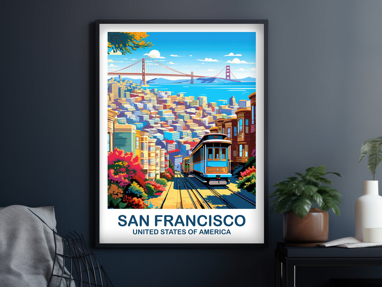 San Francisco Travel Print, California Travel Wall Art, San Francisco Poster Art, City Skyline Wall Art, California Wall Art | T2NA_CASF1