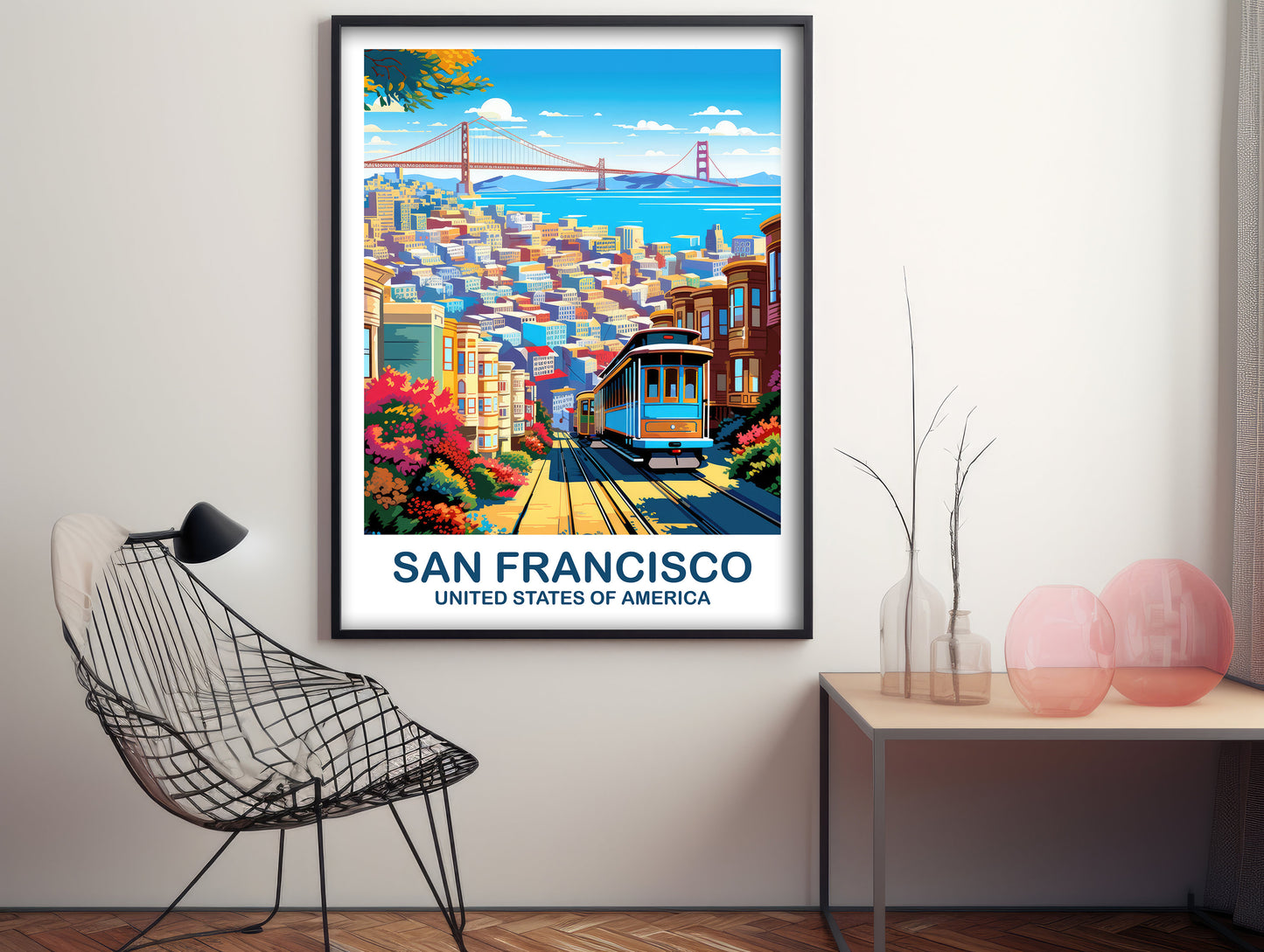 San Francisco Travel Print, California Travel Wall Art, San Francisco Poster Art, City Skyline Wall Art, California Wall Art | T2NA_CASF1
