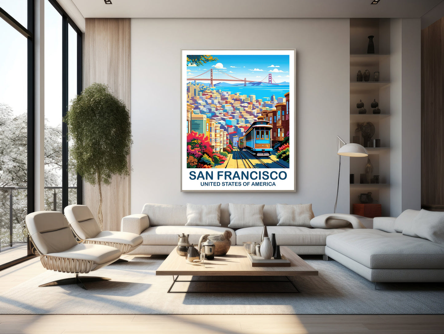 San Francisco Travel Print, California Travel Wall Art, San Francisco Poster Art, City Skyline Wall Art, California Wall Art | T2NA_CASF1