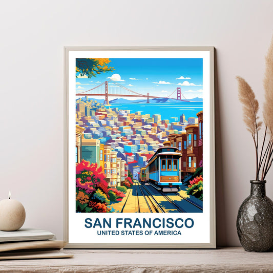 San Francisco Travel Print, California Travel Wall Art, San Francisco Poster Art, City Skyline Wall Art, California Wall Art | T2NA_CASF1