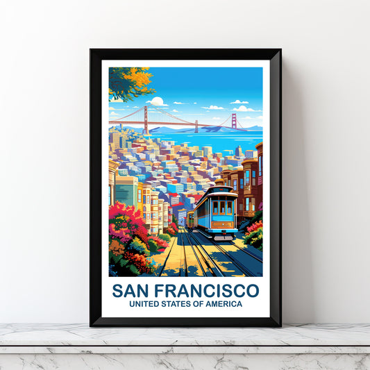 San Francisco Travel Print, California Travel Wall Art, Digital San Francisco Wall Art, City Skyline, California Wall Art | DT2NA_CASF1