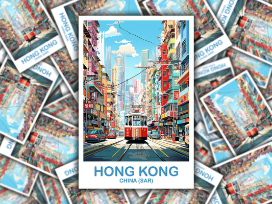 Hong Kong Travel Sticker, Hong Kong Sticker, Travel Sticker, Luggage Sticker, Luggage Travel Sticker, Asia Travel Sticker | T2AS_CHHK1_S