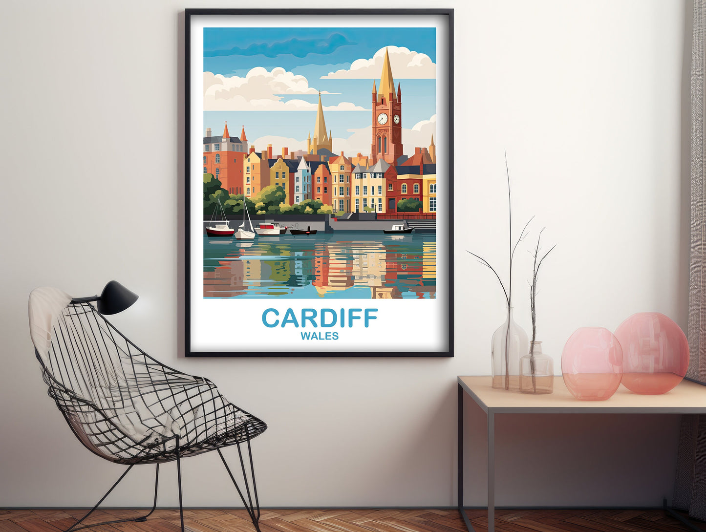 Cardiff Travel Art Poster, Wales Travel Art, Cardiff Poster, Cardiff Wales Travel Wall Art, Wales Travel Wall Art | T2EU_WACA1