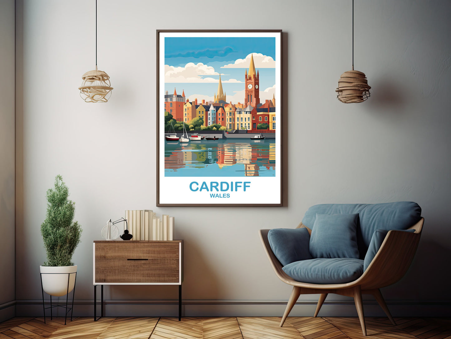 Cardiff Travel Art Poster, Wales Travel Art, Printable Cardiff Poster, Digital Cardiff Wales Travel Wall Art, Travel Art | DT2EU_WACA1