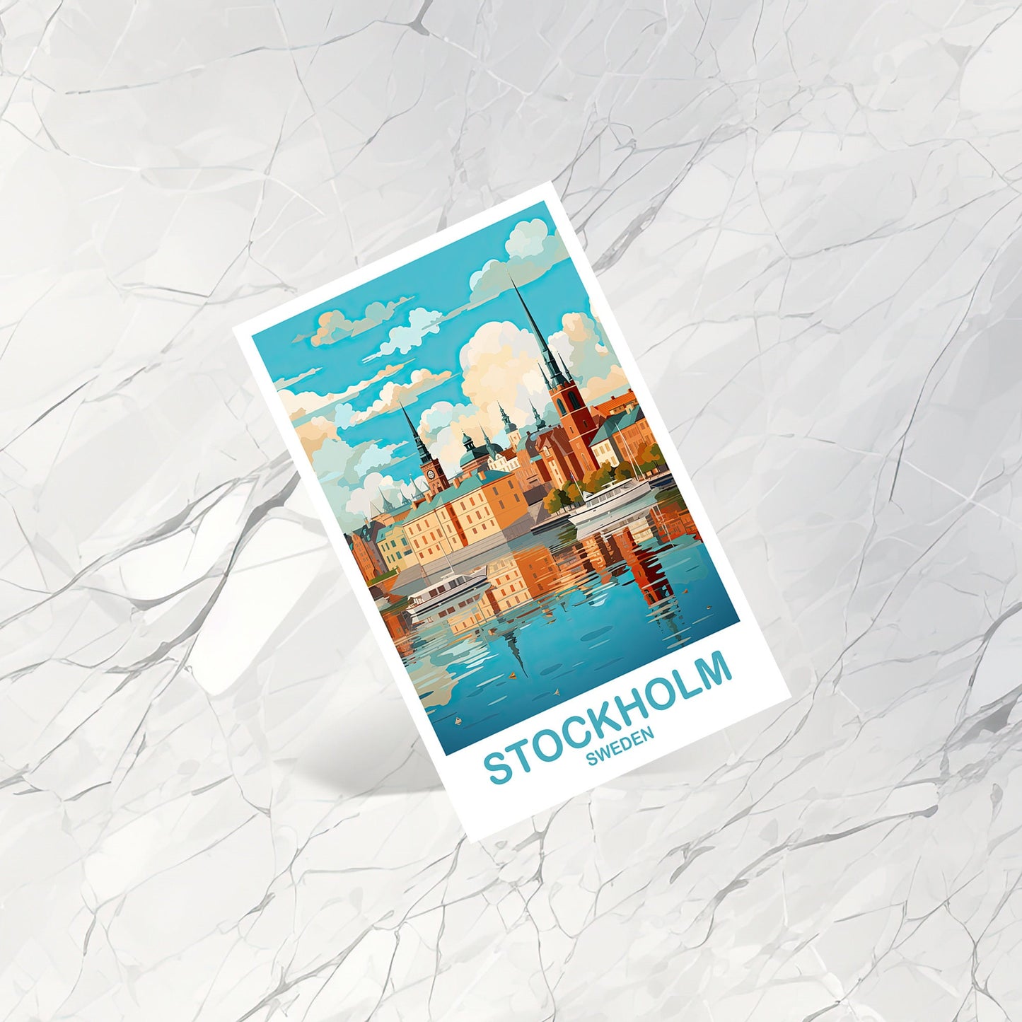 Stockholm Sweden Postcard Art, Stockholm Postcard, Sweden Postcard, Stockholm Sweden Art, Travel Postcard | T2EU_SWEST1_P
