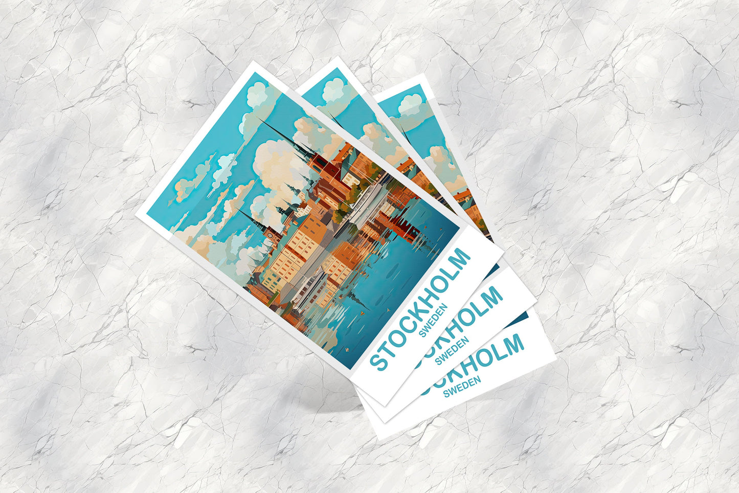 Stockholm Sweden Postcard Art, Stockholm Postcard, Sweden Postcard, Stockholm Sweden Art, Travel Postcard | T2EU_SWEST1_P