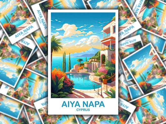 Aiya Napa Travel Sticker, Cyprus Sticker Art, Aiya Napa Cyprus Sticker Art, Aiya Napa Sticker, Travel Sticker | T2EU_CYAN1_S