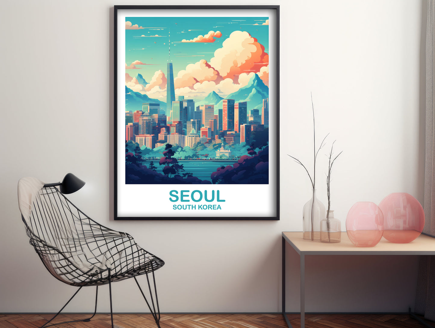 Seoul Korea Travel Poster, Seoul Skyline, Korea Wall Art Poster, City Skyline Wall Art, Travel Poster, Travel Wall Art | T2AS_SKSE1