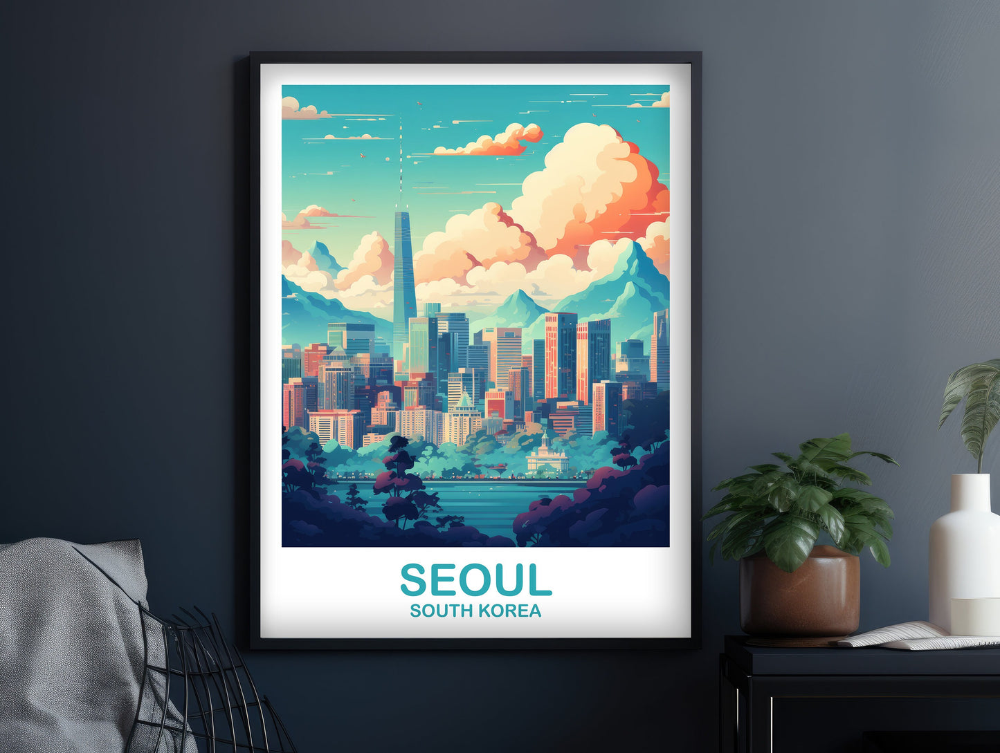 Seoul Korea Travel Poster, Seoul Skyline, Korea Wall Art Poster, City Skyline Wall Art, Travel Poster, Travel Wall Art | T2AS_SKSE1