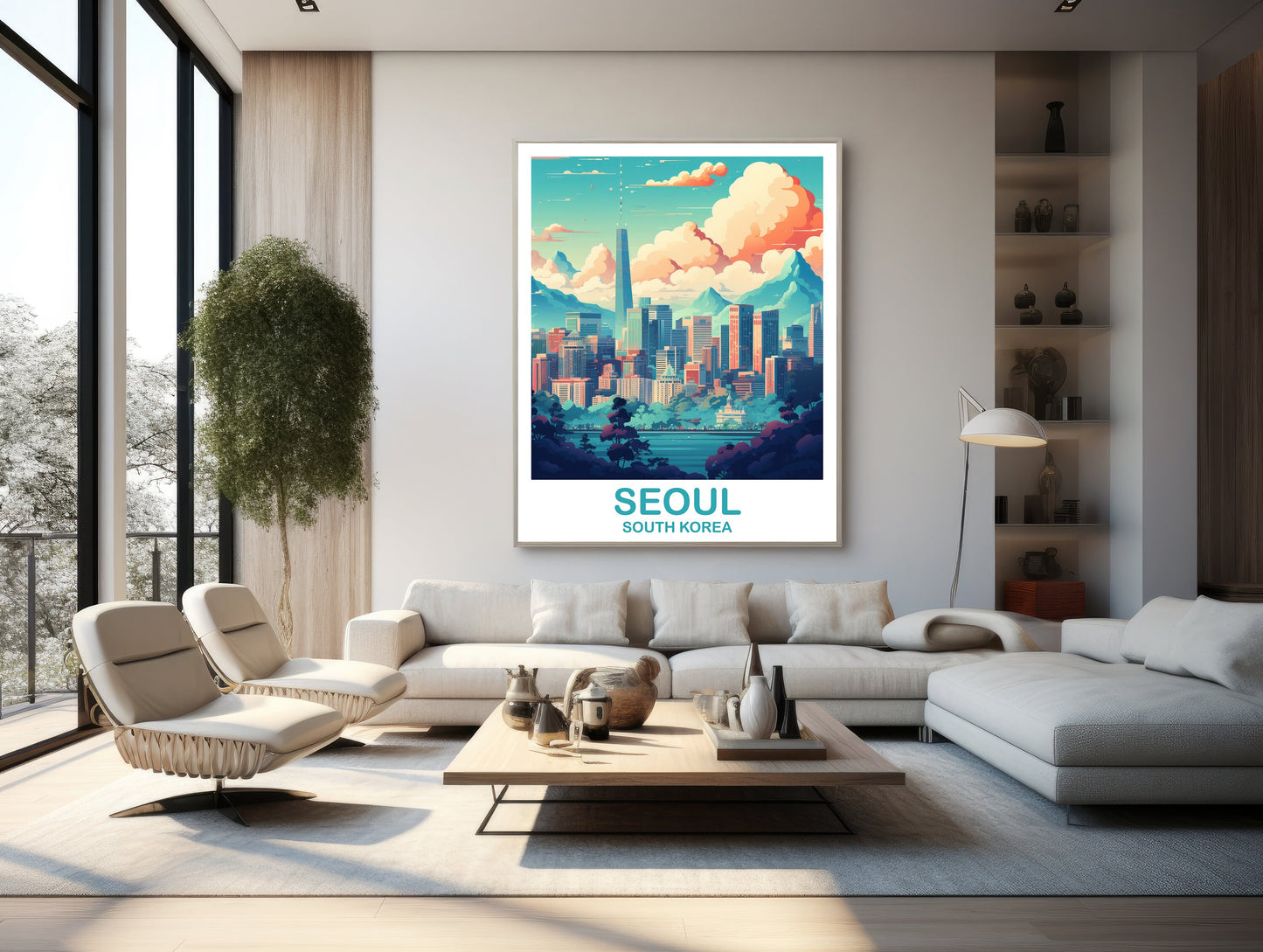 Seoul Korea Travel Poster, Seoul Skyline, Korea Wall Art Poster, City Skyline Wall Art, Travel Poster, Travel Wall Art | T2AS_SKSE1