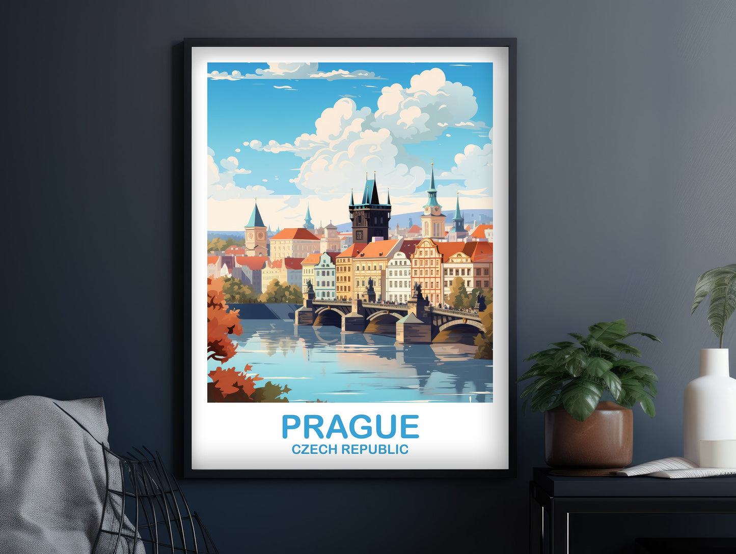 Prague Travel Wall Art, Prague Wall Art, Prague Czech Republic Poster, Czech Republic Wall Art, City Skyline Travel Wall Art | T2EU_CRPR1