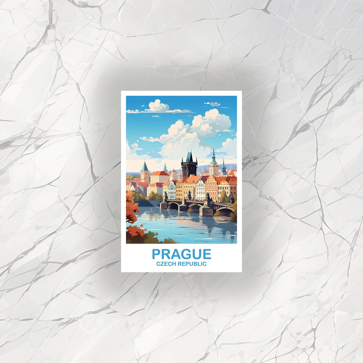Prague Travel Sticker Art, Prague Sticker, Prague Czech Republic Sticker, Czech Republic Sticker, Travel Sticker | T2EU_CRPR1_S