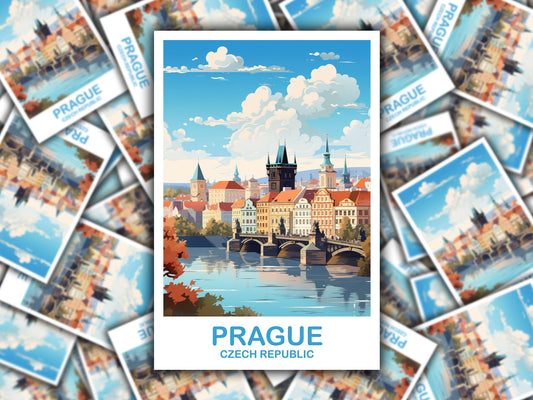 Prague Travel Sticker Art, Prague Sticker, Prague Czech Republic Sticker, Czech Republic Sticker, Travel Sticker | T2EU_CRPR1_S