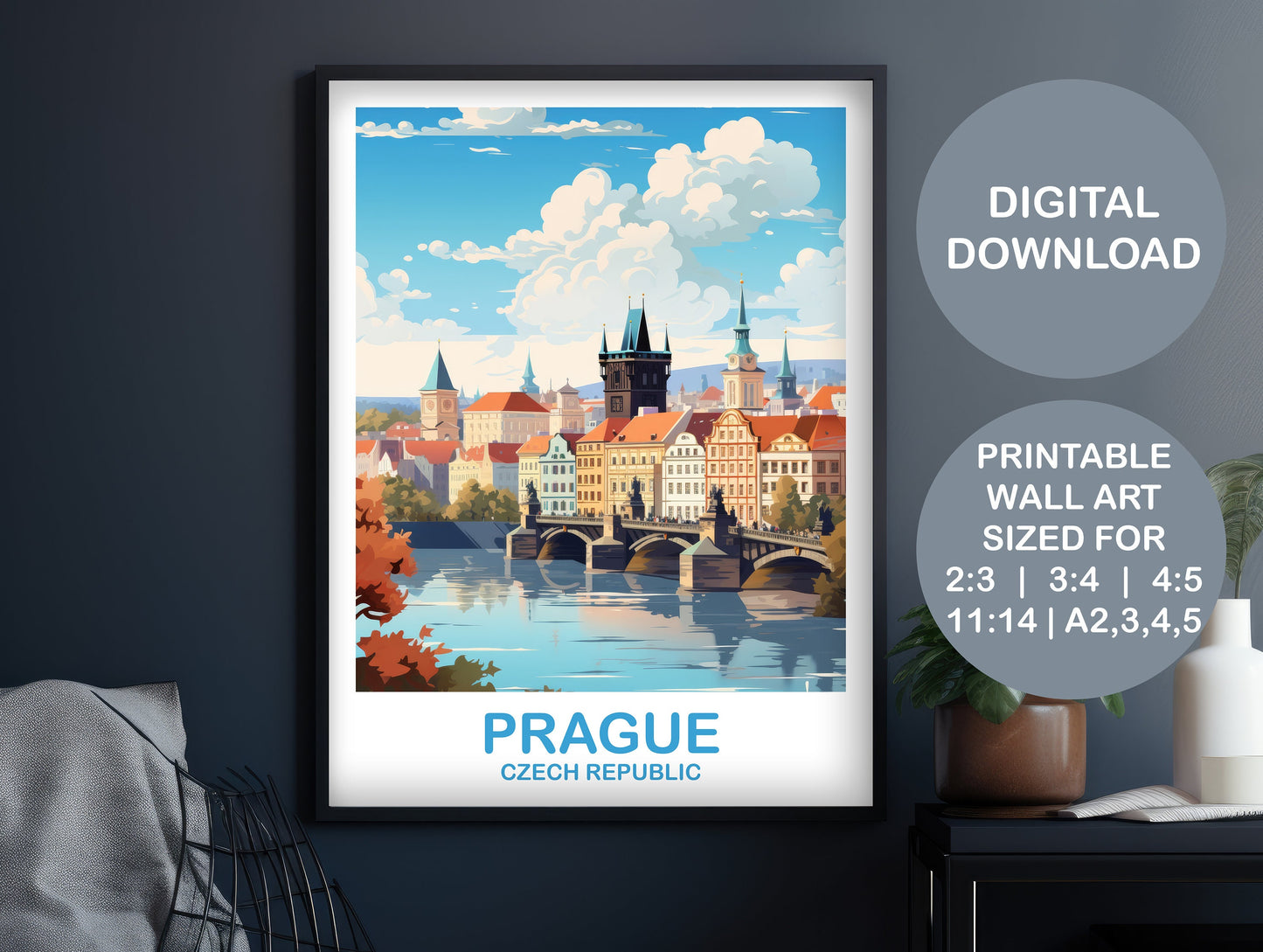 Prague Travel Wall Art, Prague Wall Art, Printable Prague Czech Republic Wall Art, Czech Republic Art, Travel Wall Art | DT2EU_CRPR1