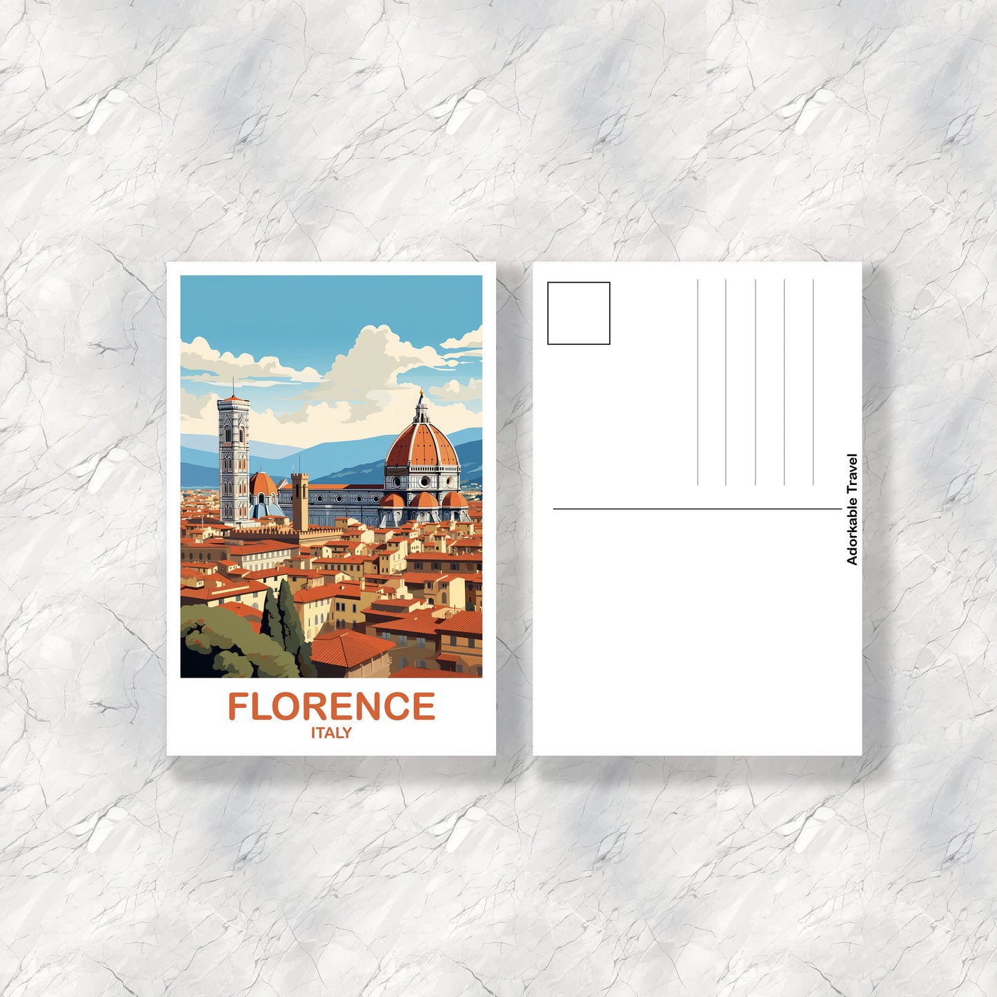Florence Italy Travel Postcard, Florence Travel Art Postcard, Italy TravelPostcard Art, Florence Travel, Travel Poster | T2EU_ITFL1_P