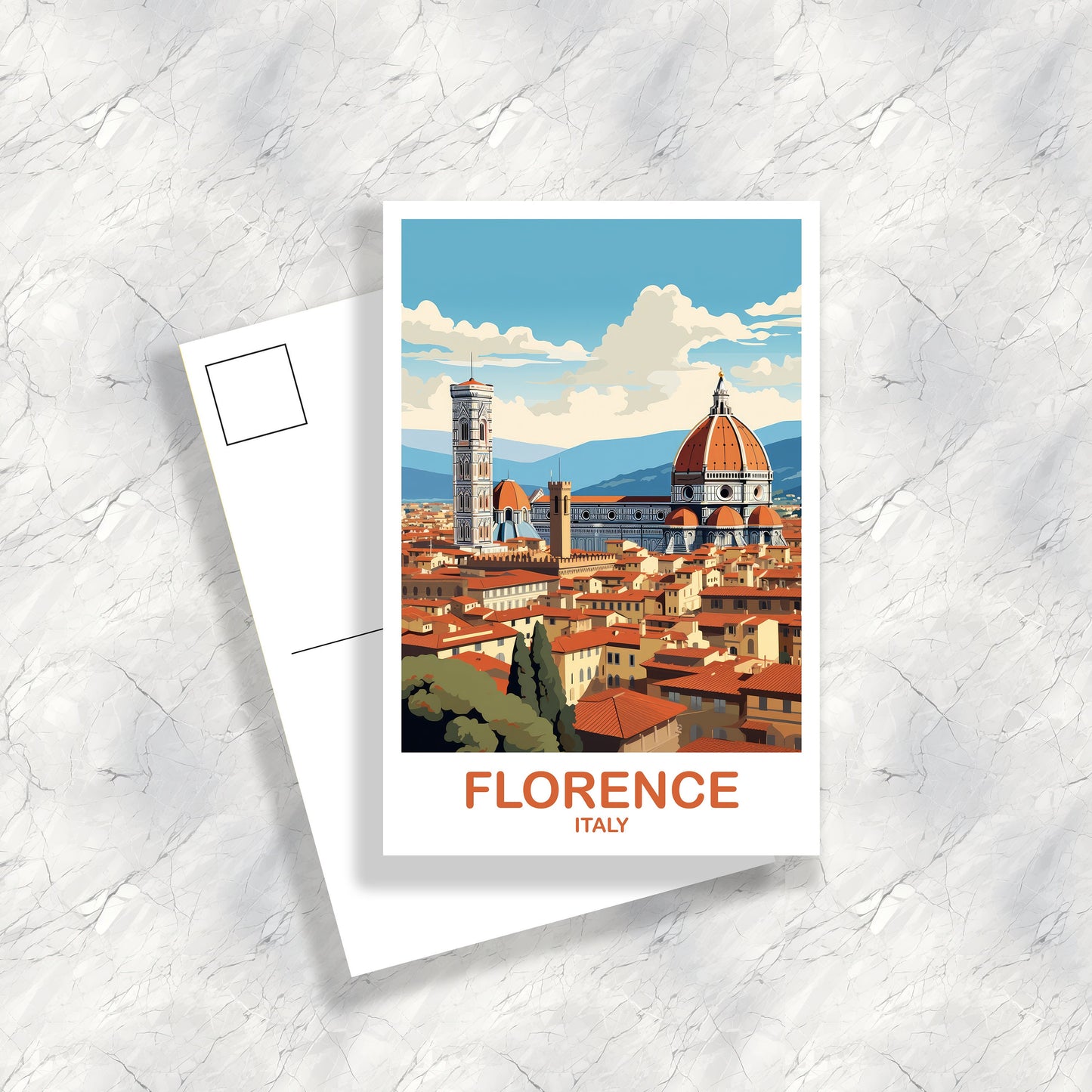 Florence Italy Travel Postcard, Florence Travel Art Postcard, Italy TravelPostcard Art, Florence Travel, Travel Poster | T2EU_ITFL1_P