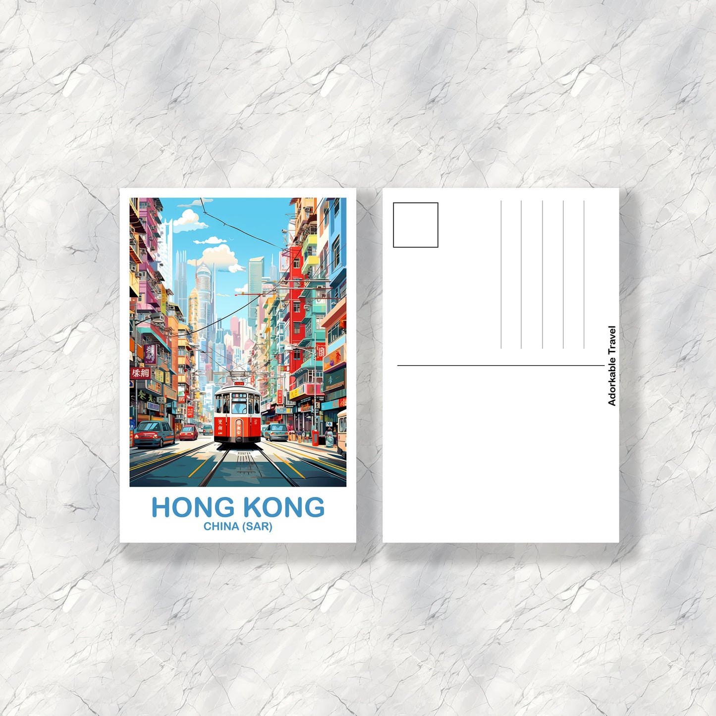 Hong Kong Travel Postcard, Hong Kong Postcard, Travel Card, Landscape Travel Postcard, Asia Travel Postcard, Asia Travel Art| T2AS_CHHK1_P