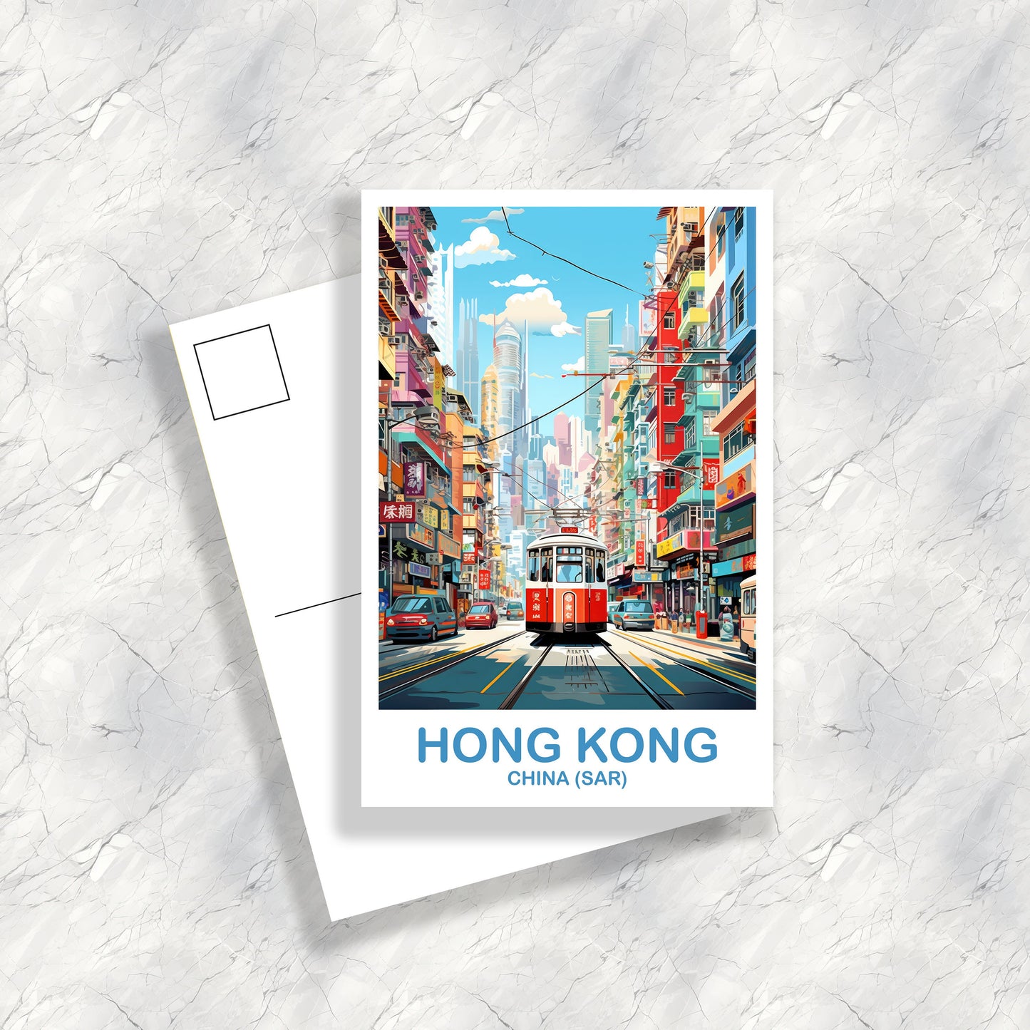 Hong Kong Travel Postcard, Hong Kong Postcard, Travel Card, Landscape Travel Postcard, Asia Travel Postcard, Asia Travel Art| T2AS_CHHK1_P