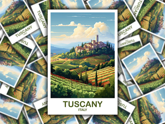 Tuscany Travel Sticker Art, Italy Travel Art, Tuscany Italy Sticker, Tuscany Wall Art, Italy Travel Sticker, Travel Sticker | T2EU_ITTU1_S