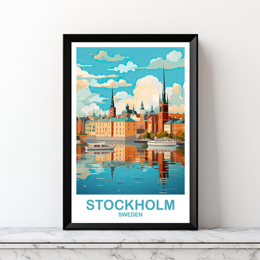 Stockholm Sweden Travel Art, Printable Stockholm Wall Art, Sweden Wall Art, Downloadable Stockholm Sweden, Travel Art | DT2EU_SWEST1