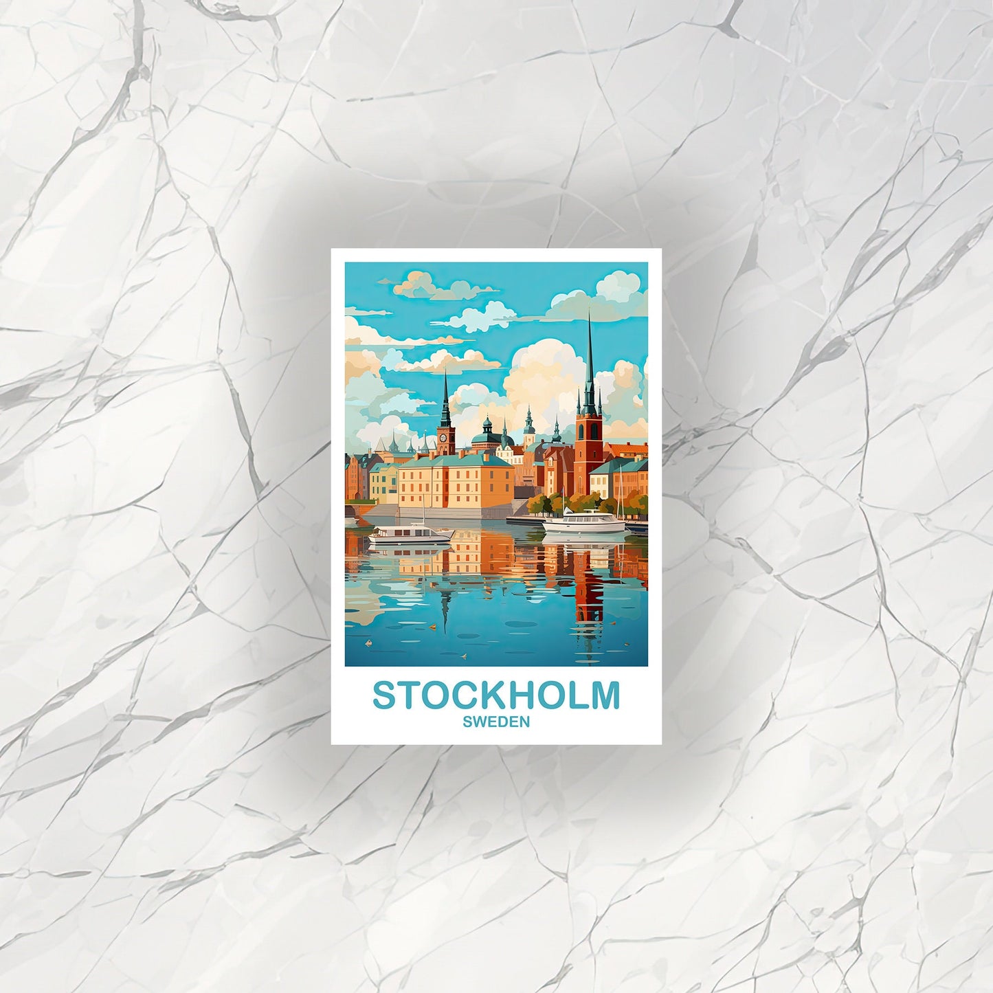 Stockholm Sweden Travel Sticker, Stockholm Sticker Art, Sweden Sticker, Stockholm Sweden Sticker, Travel Sticker | T2EU_SWEST1_S