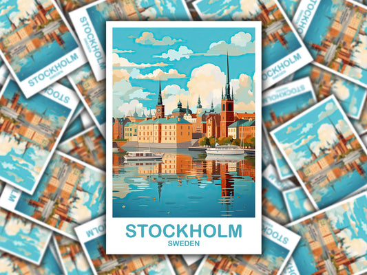 Stockholm Sweden Travel Sticker, Stockholm Sticker Art, Sweden Sticker, Stockholm Sweden Sticker, Travel Sticker | T2EU_SWEST1_S