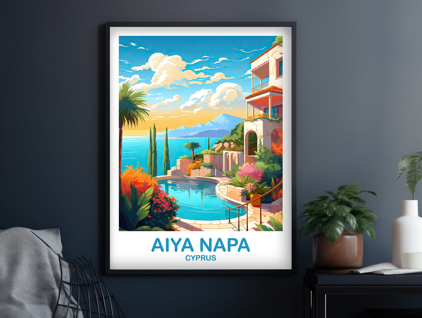 Aiya Napa Travel Art, Cyprus Wall Art, Aiya Napa Cyprus Wall Art Poster, Aiya Napa Poster, Travel Poster | T2EU_CYAN1