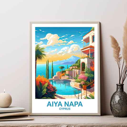 Aiya Napa Travel Art, Cyprus Wall Art, Aiya Napa Cyprus Wall Art Poster, Aiya Napa Poster, Travel Poster | T2EU_CYAN1