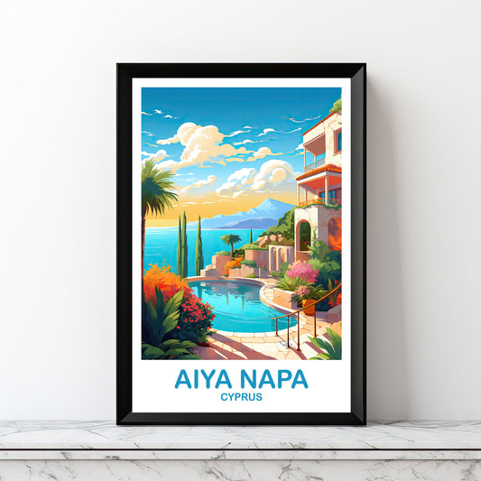 Aiya Napa Travel Art, Printable Cyprus Wall Art, Digital Aiya Napa Cyprus Wall Art, Aiya Napa Print, Digital Travel Art | DT2EU_CYAN1