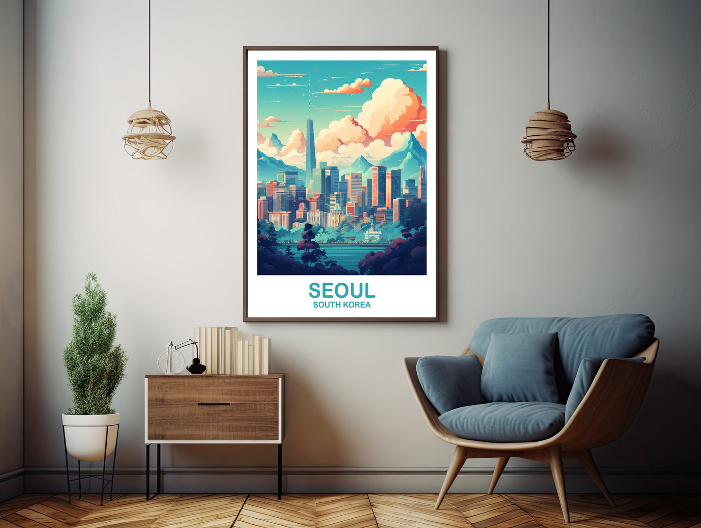 Seoul Korea Travel Poster, Seoul Skyline, Korea Wall Art Poster, Printable Seoul South Kprea Travel Poster, Travel Wall Art | DT2AS_SKSE1