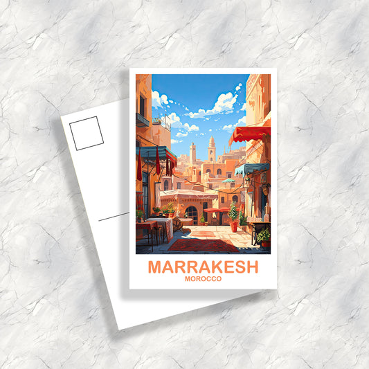 Marrakesh Travel Postcard Art, Morocco Travel Postcard, City Skyline Postcard, Africa Travel Postcard,  | T2AF_MOMA1_P