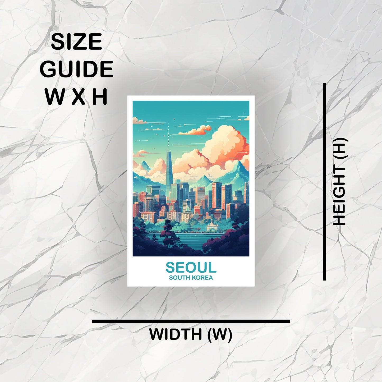 Seoul Korea Travel Sticker, Seoul Skyline, Korea Sticker, Seoul Sticker, Suitcase Sticker, Seoul Travel Art, Travel Sticker | T2AS_SKSE1_S