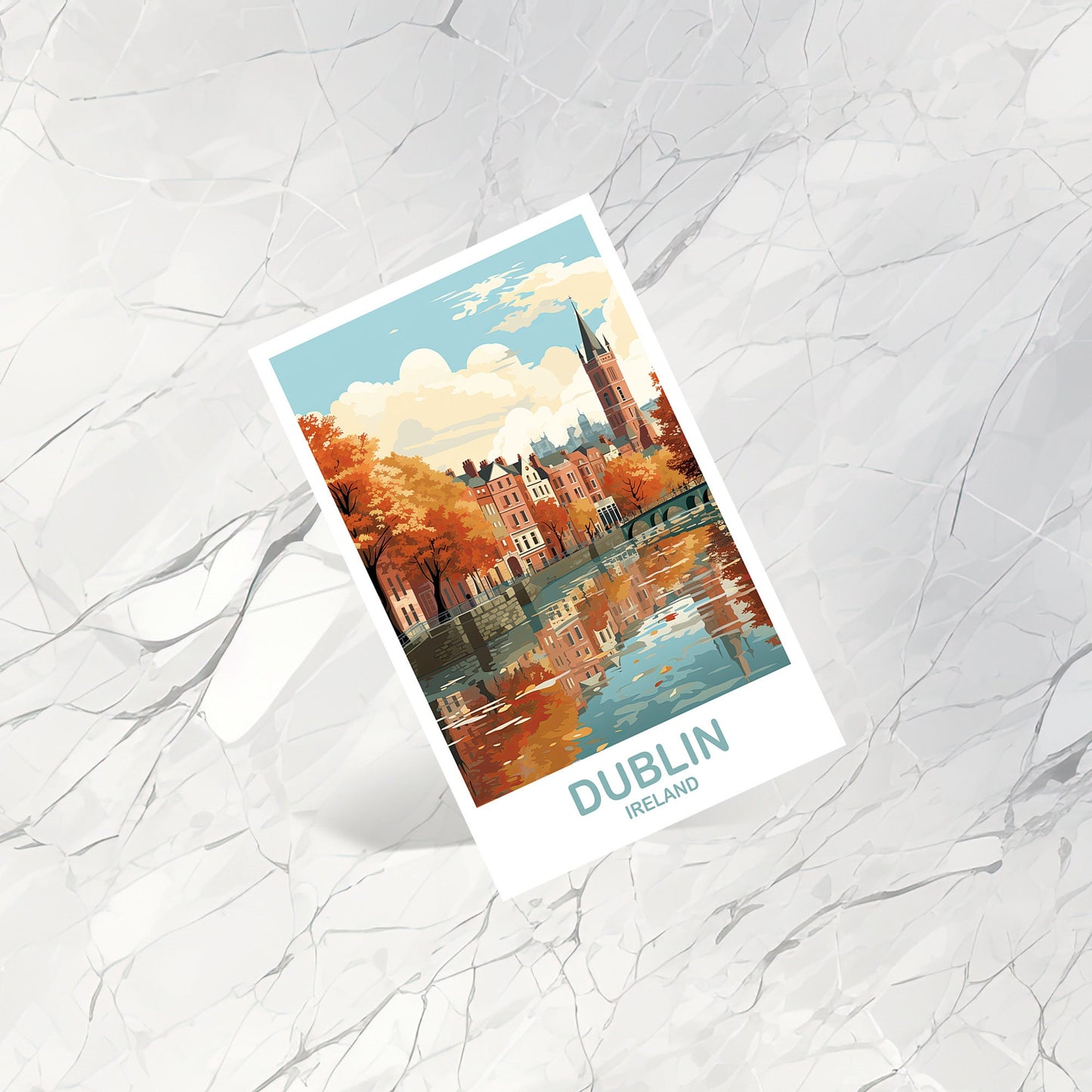 Dublin Ireland Travel Postcard Art, Ireland Travel Postcard, Dublin Art Postcard, Ireland Travel Art Postcard, Travel Postcard | T2EU_IRDU1